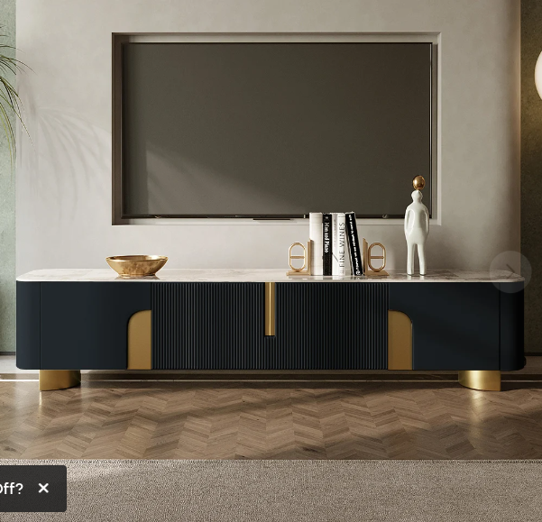 Marvellous Black & Gold Combination TV Unit