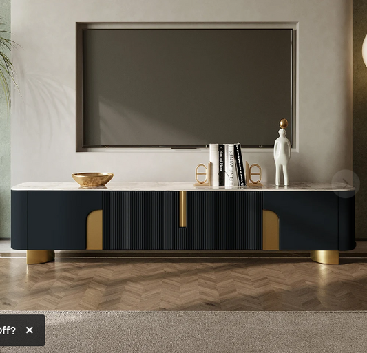 Marvellous Black & Gold Combination TV Unit
