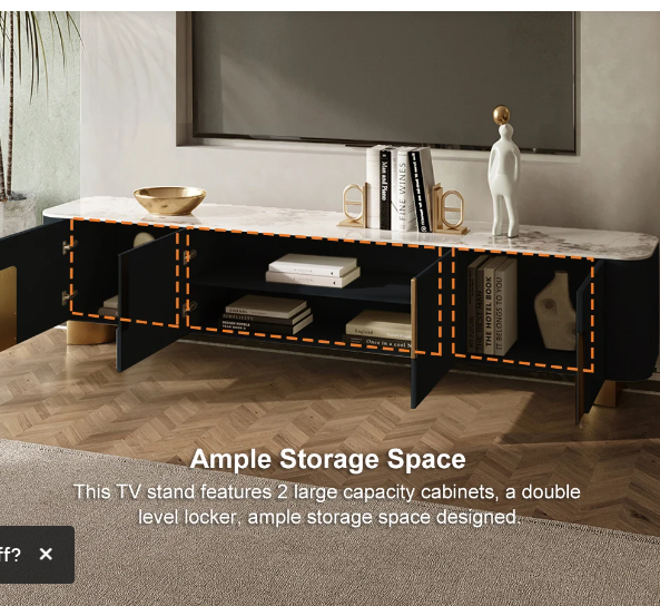 Marvellous Black & Gold Combination TV Unit