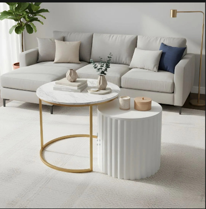 Round Nesting Table with Hidden Storage