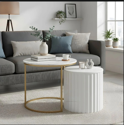 Round Nesting Table with Hidden Storage