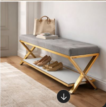 X-Shaped Gray Entryway Bench with Storage