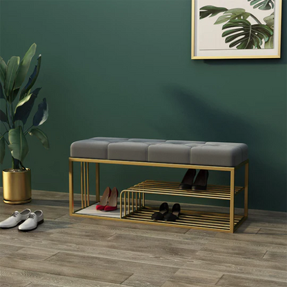 Velvet Entryway Bench With Storage Bed In Gray