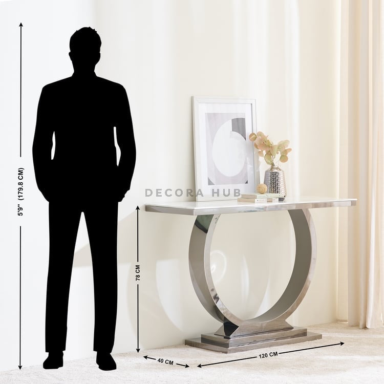Silver Circle Marble Top Modern Console Table - image 3