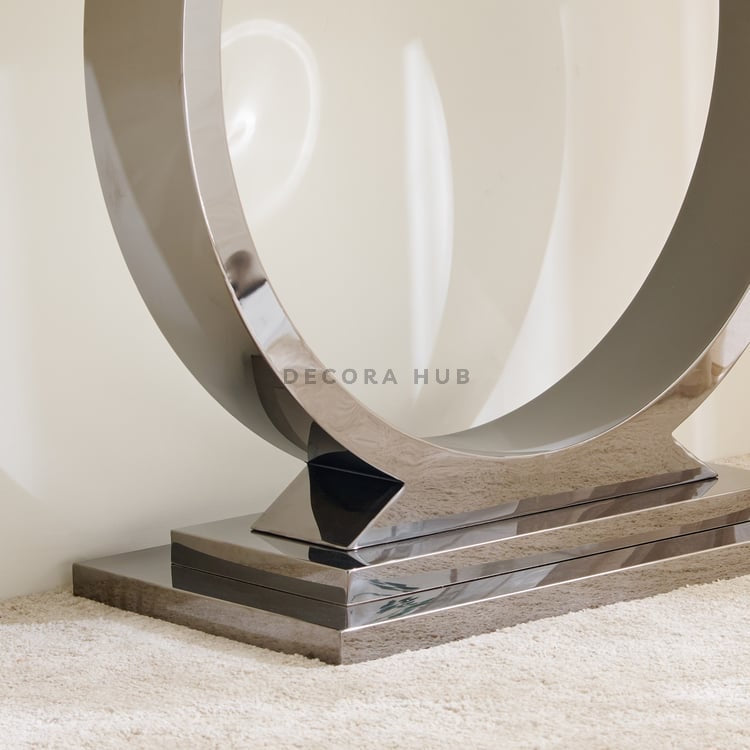 Silver Circle Marble Top Modern Console Table - image 4