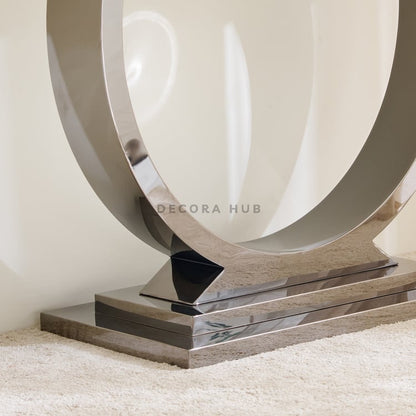 Silver Circle Marble Top Modern Console Table - image 4