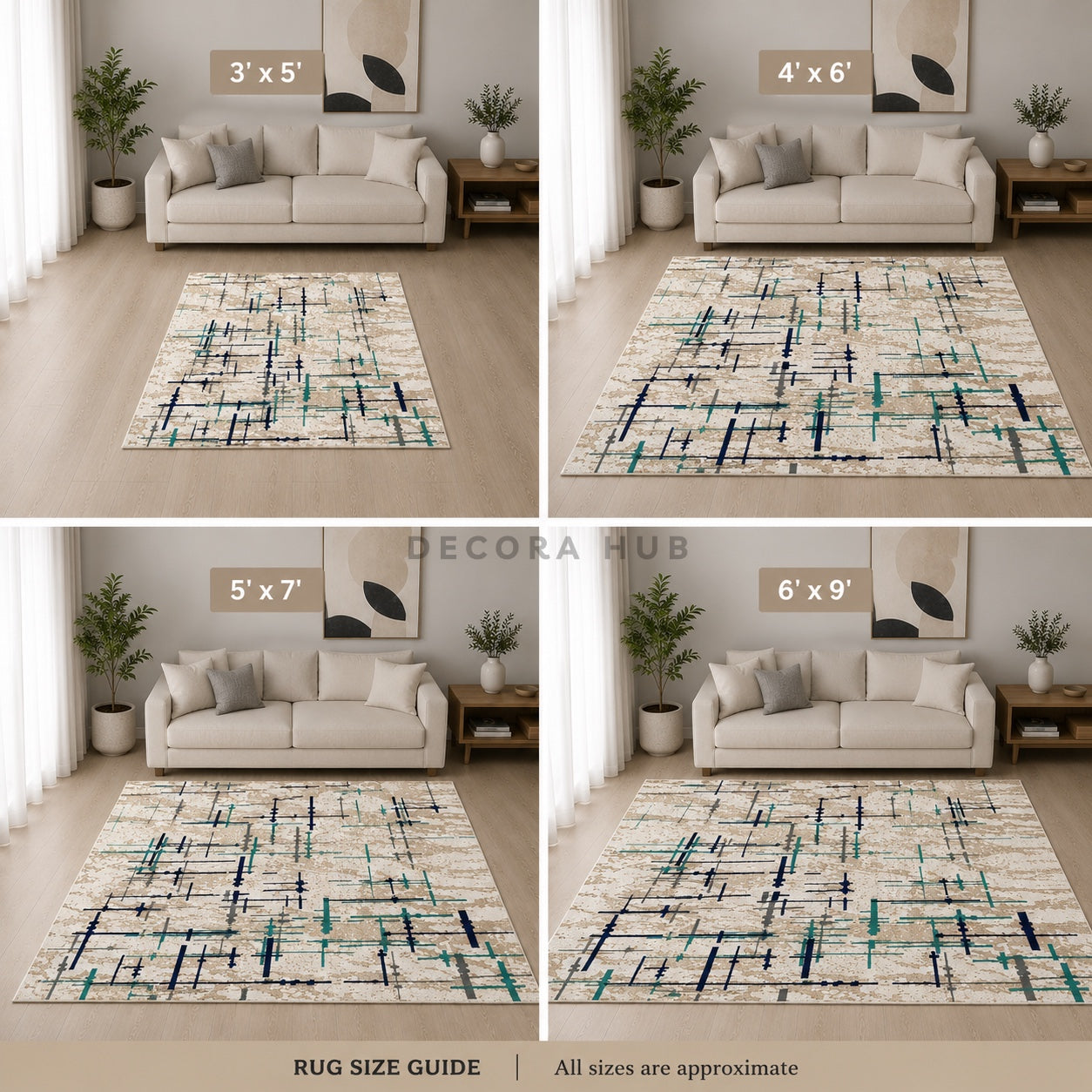 Linear Mesh Living Room Carpet