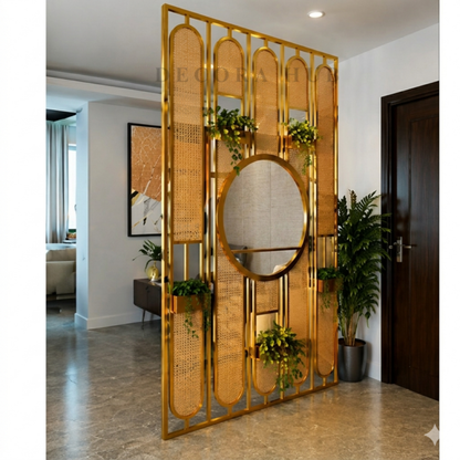 Stainless Steel PVD Partition for Living Room – luxury metal room divider DecoraHub India