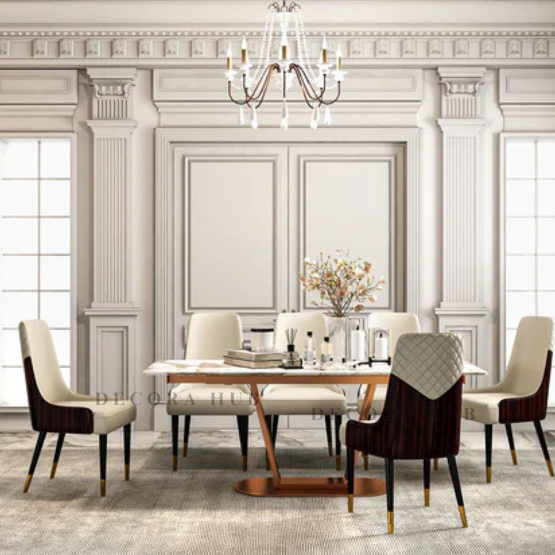Stylish marble top dining table for modern interiors