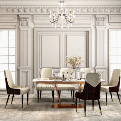 Stylish marble top dining table for modern interiors