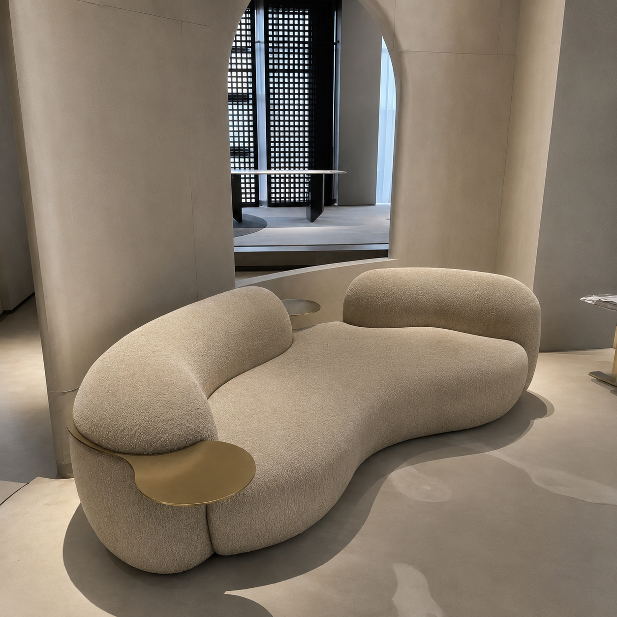 Premium Taupe Curve 3 Seater Sofa