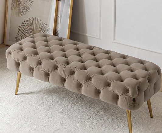 Taupe griege Entryway Ottoman Bench 