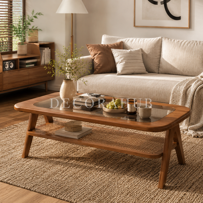 Classy Rattan Wooden Centre Table for Living Room