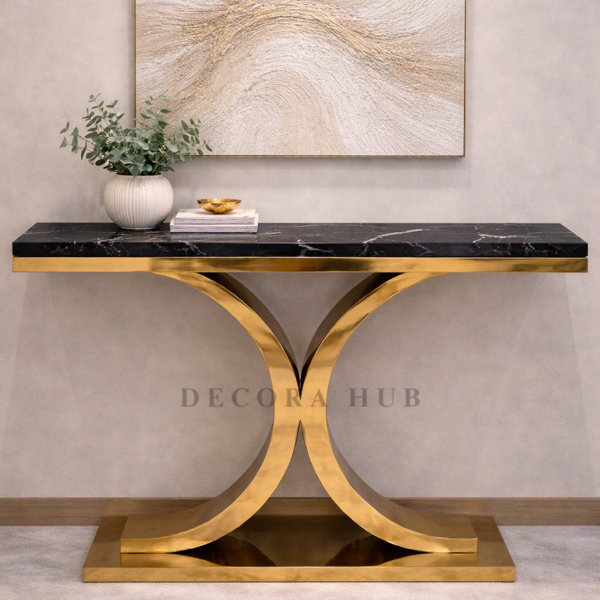 The Meridian Black Marble Top Console Table
