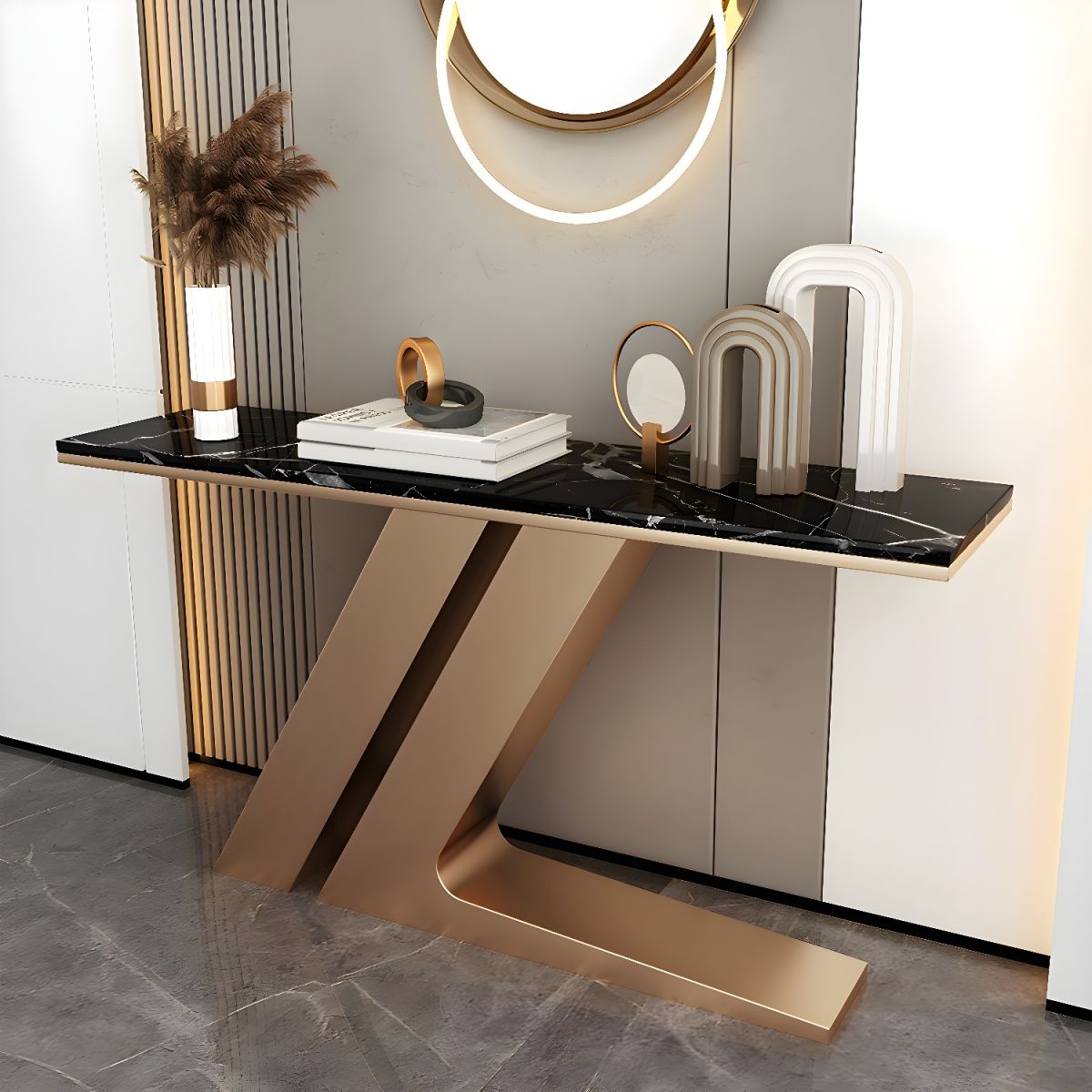 The Zenith Marble Geometric Console Table - image 2