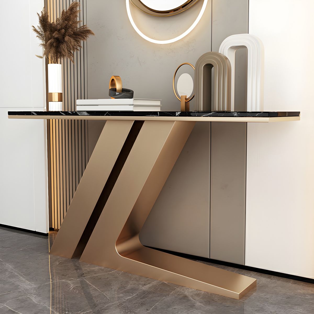 The Zenith Marble Geometric Console Table - image 3