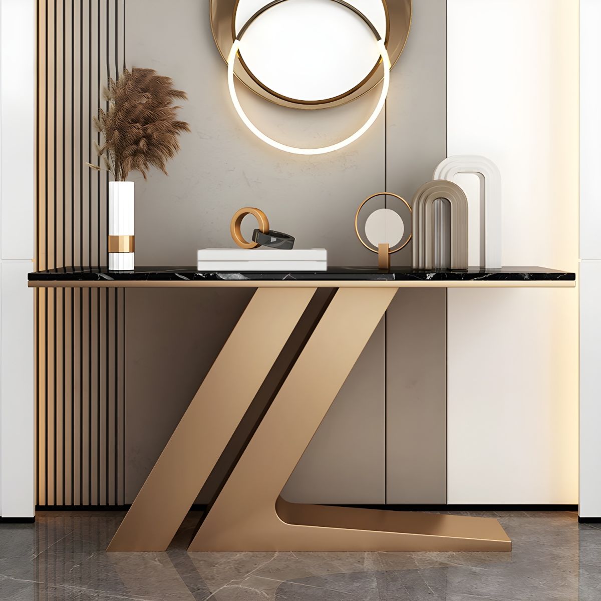 The Zenith Marble Geometric Console Table