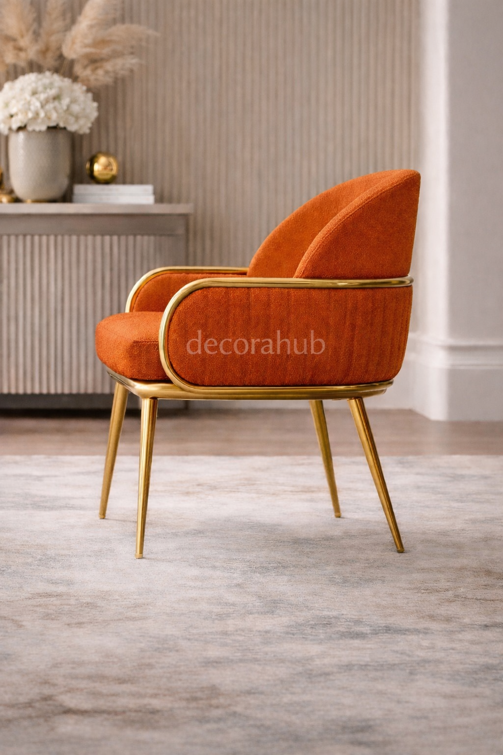 The Amethyst Luxurious Dining Table in Orange SIde View