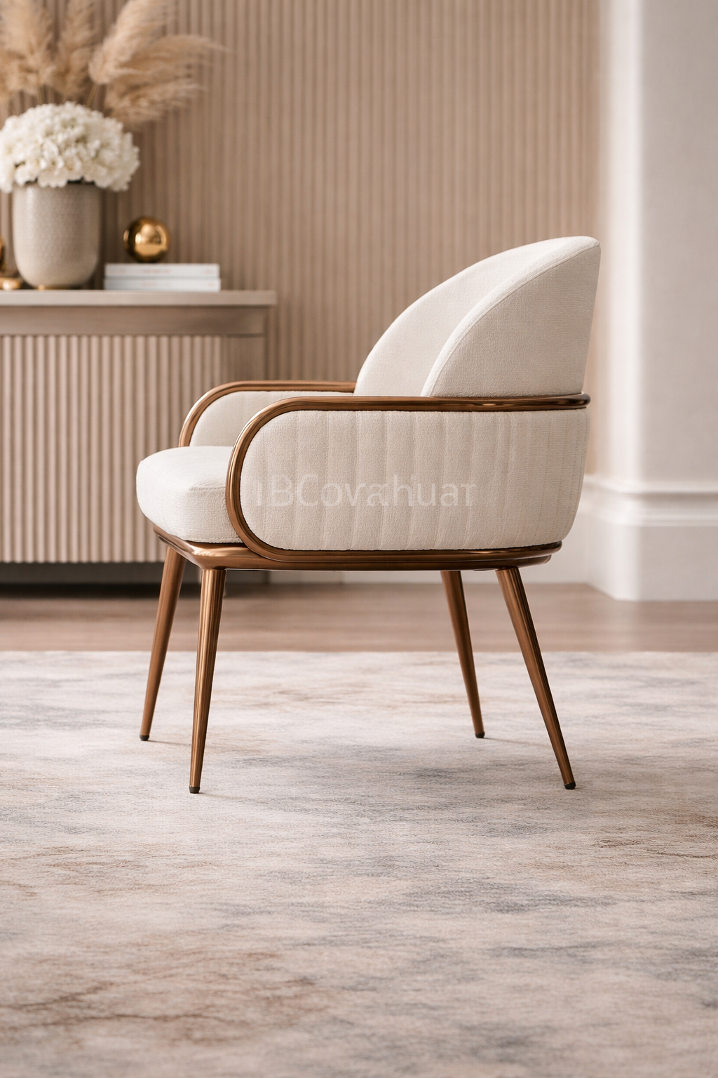 The Amethyst Luxurious Dining Table in White Side View