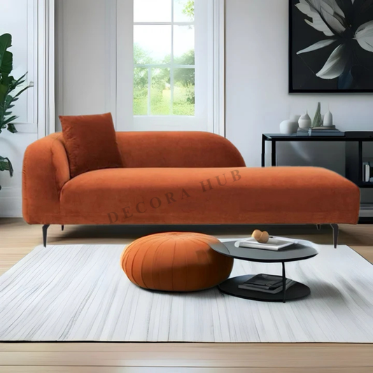The Auric Orange Velvet 3 Seater Sofa For Living Area