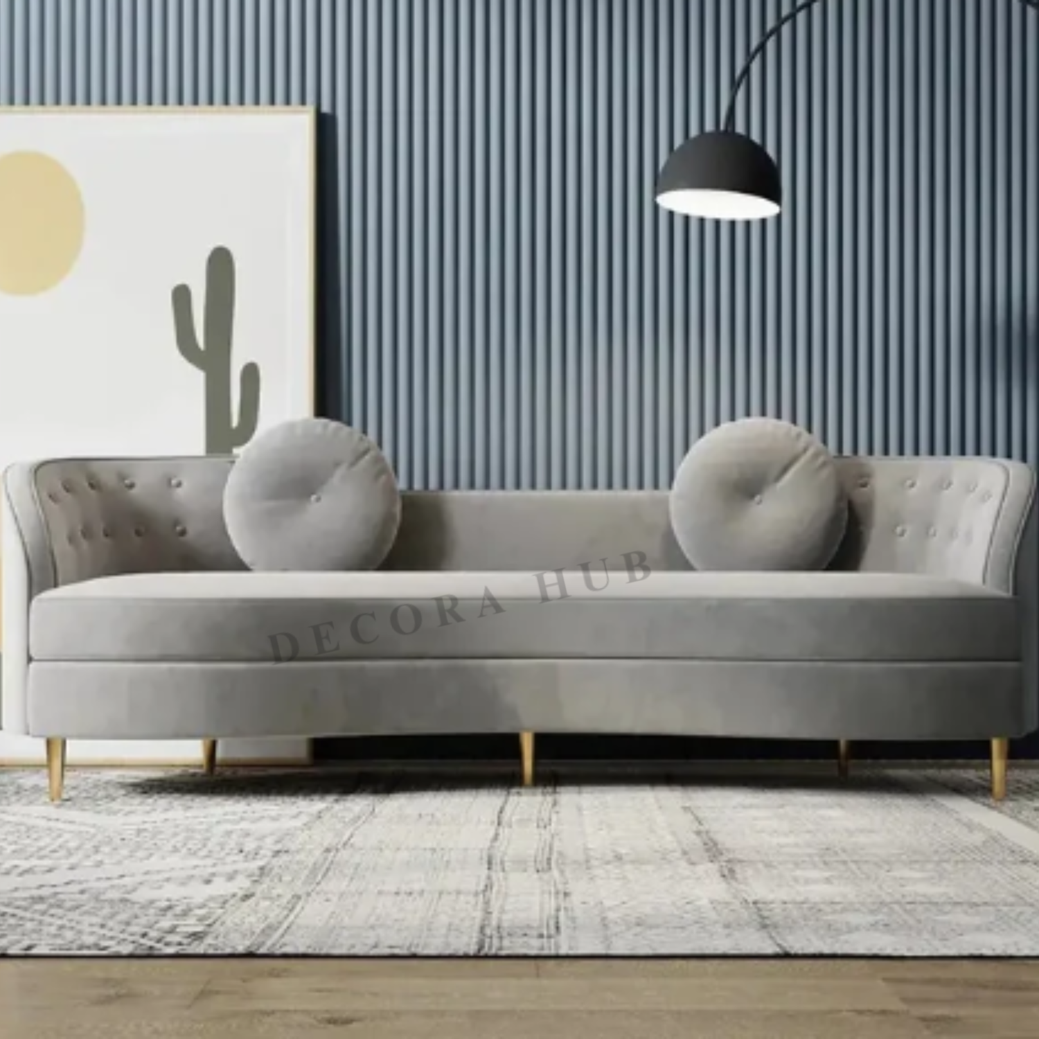 The Lunar Curved Sofa With Grey Upholstry