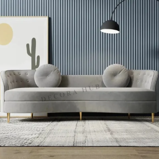 The Lunar Curved Sofa With Grey Upholstry