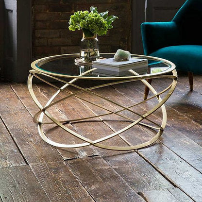 The Round Reclaimed Metal Centre Table – marble top centre table by DecoraHub