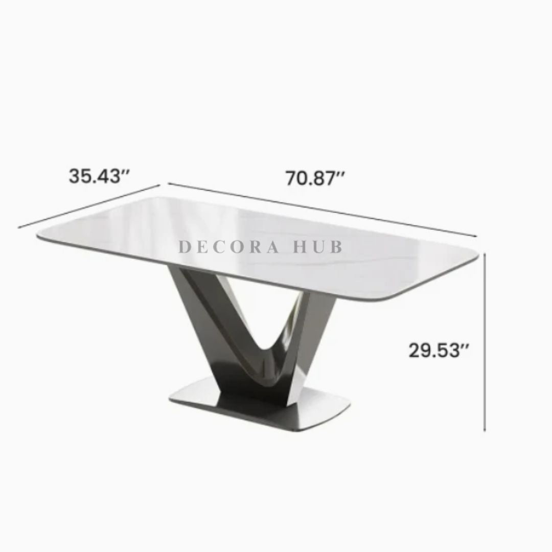The V White Marble Modern Dining Table