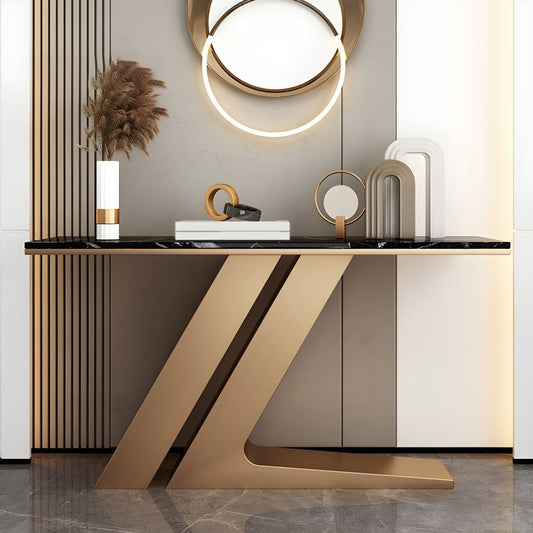 The Zenith Marble Geometric Console Table
