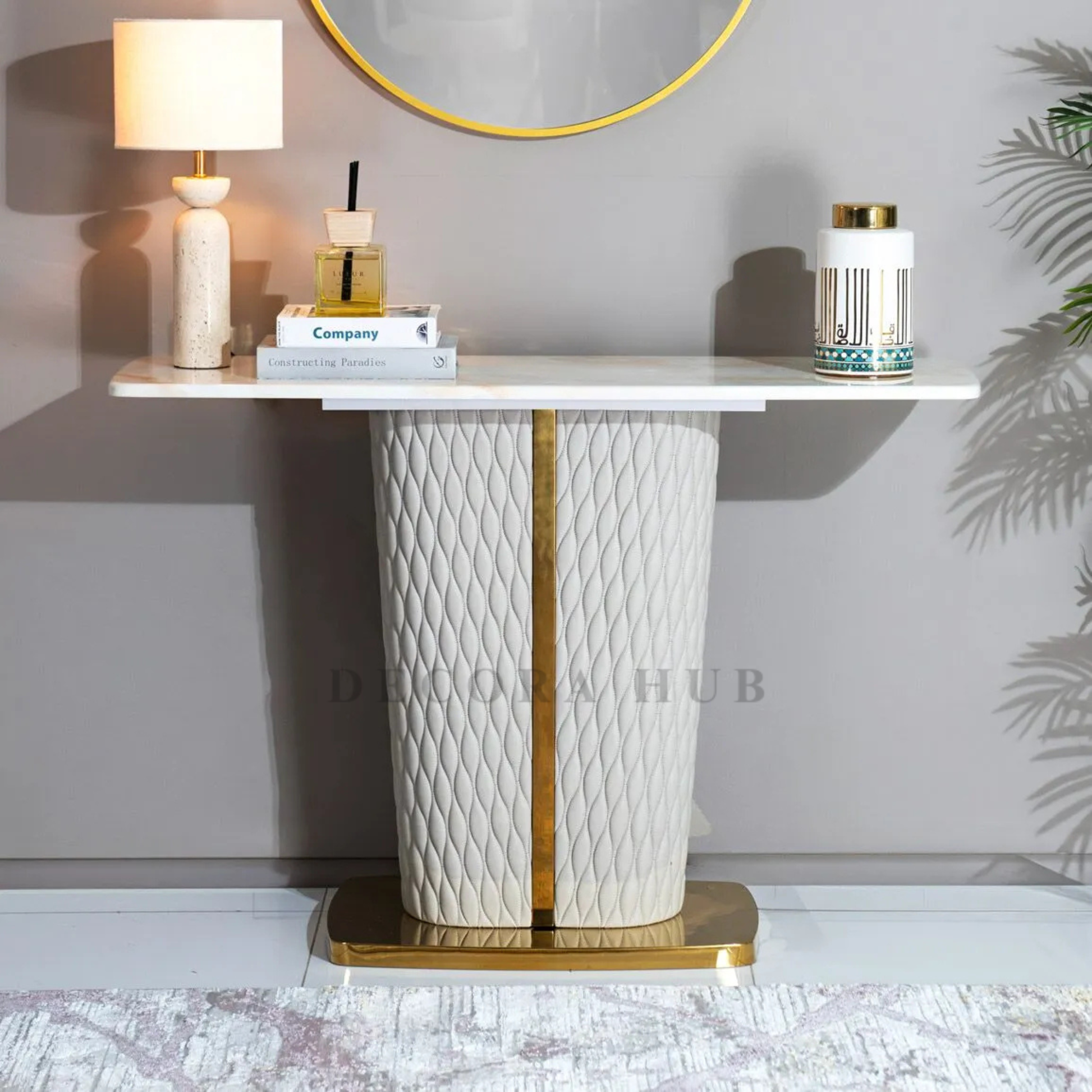 Urban Slim White Marble Top Console Table - image 2