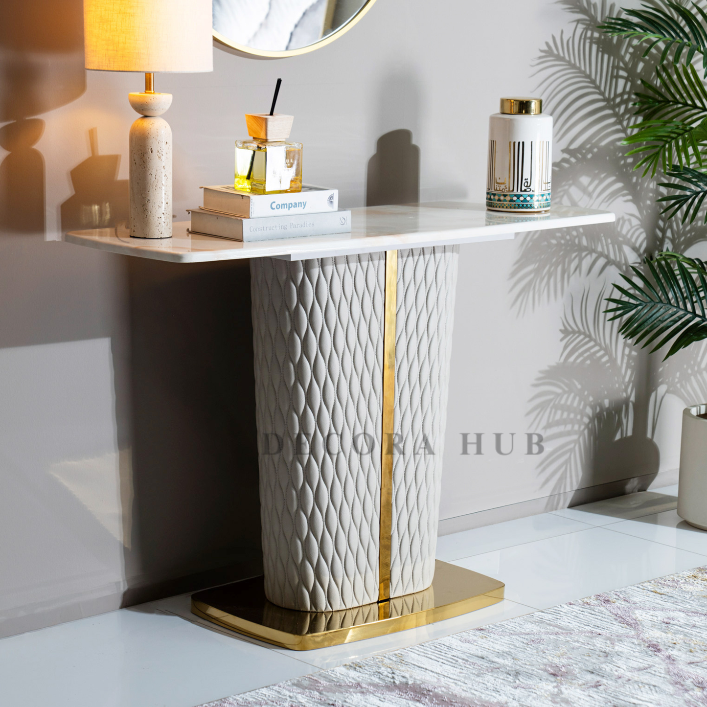 Urban Slim White Marble Top Console Table