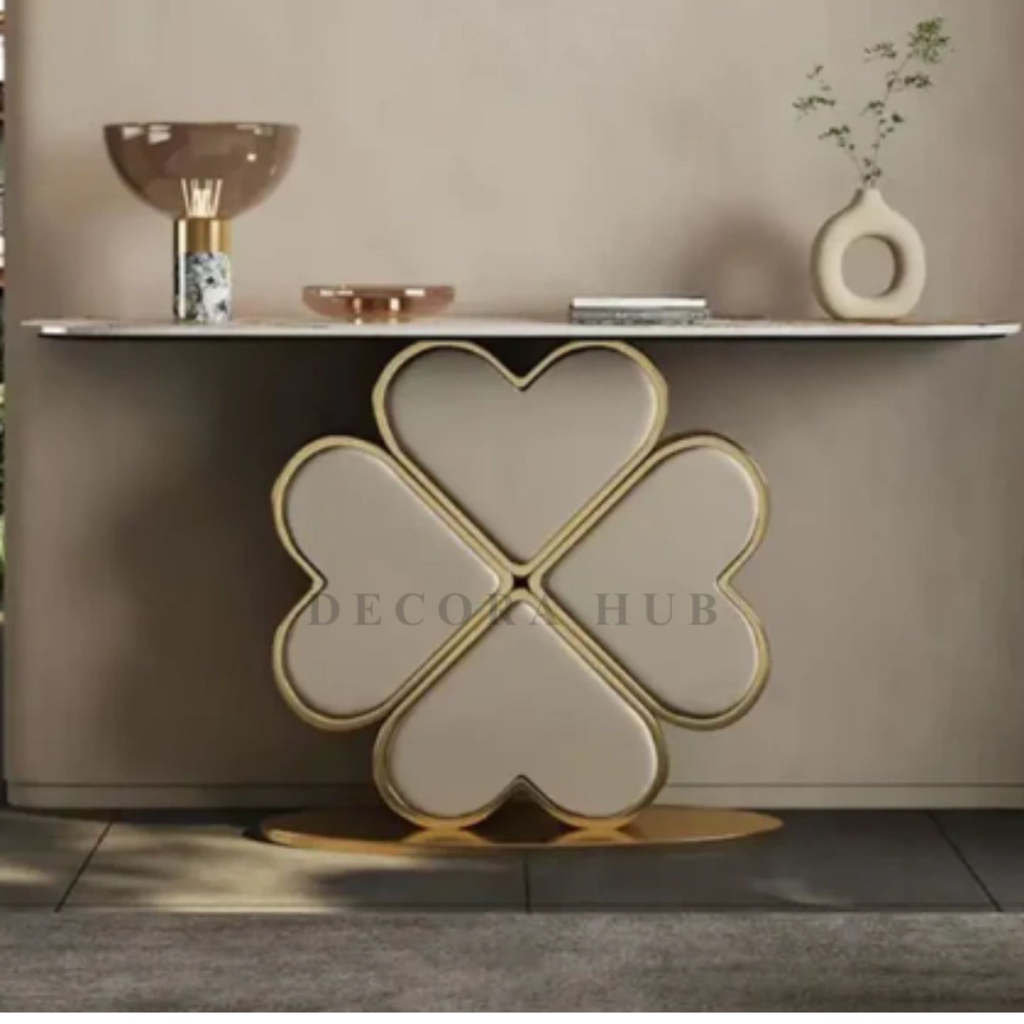 Shop the Valentina Artistic Console Table. 46" slim design with SS304 Gold PVD base and scratch-resistant composite marble. Perfect for narrow hallways.