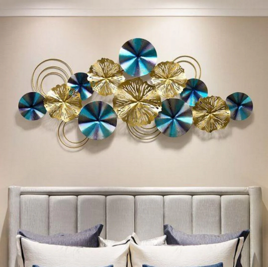 Blue And Gold Toned Metal Wall Art