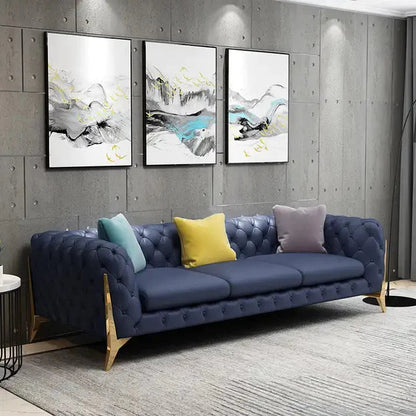 Luxe Azure Tufted Chesterfield Sofa Set
