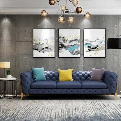 Luxe Azure Tufted Chesterfield Sofa Set