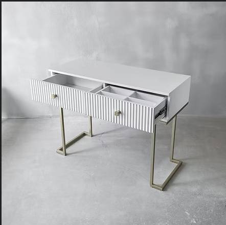 White Dual Drawer Console Table - image 2