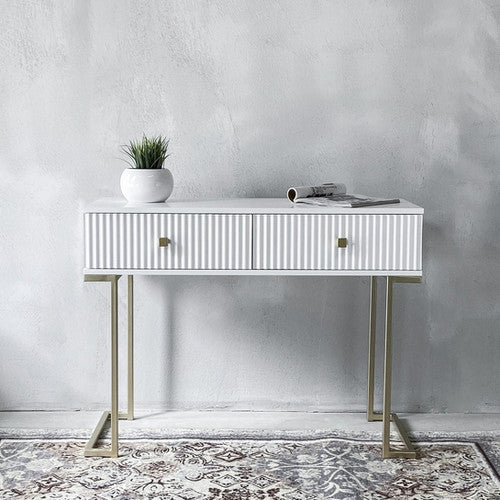 White Dual Drawer Console Table