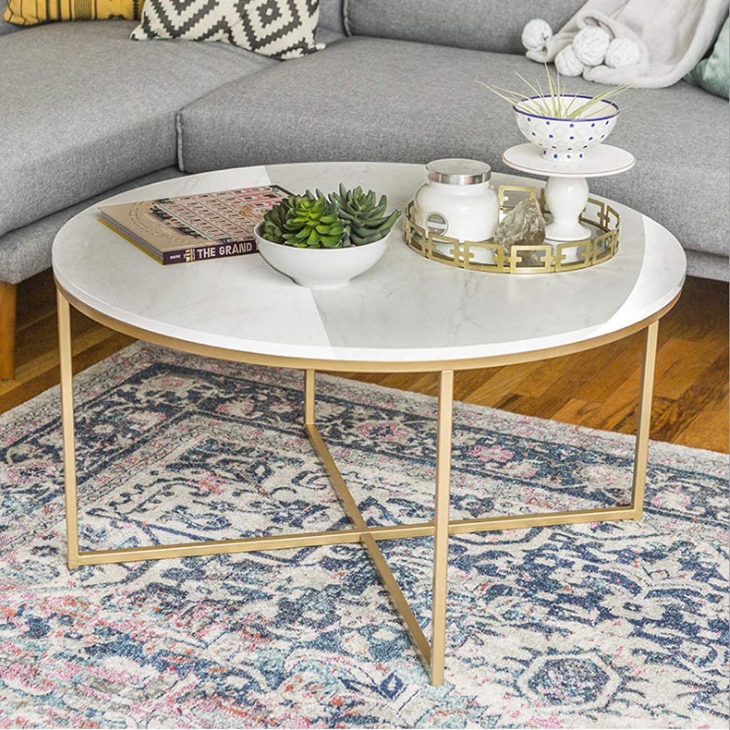 White Composite Marbe Top Centre Table