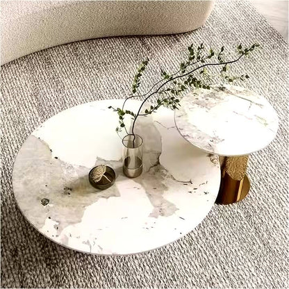 White Composite Round Marble Top Centre Table