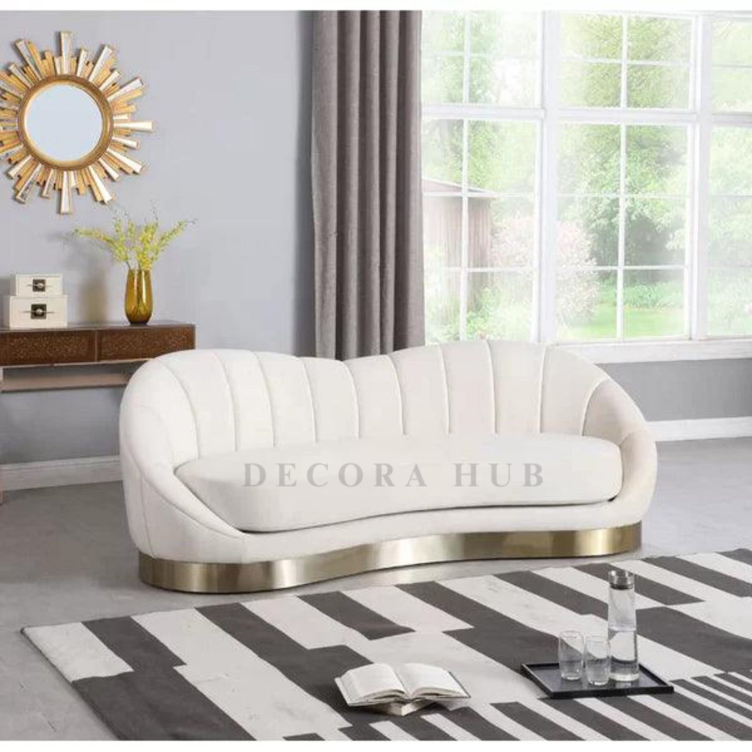 White Curve 3 Seater Sofa 