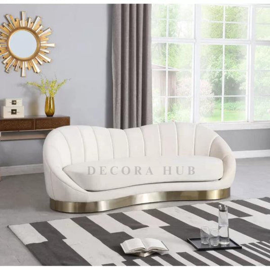 White Curve 3 Seater Sofa 