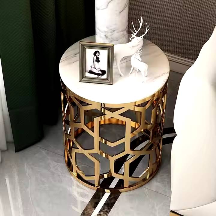 White Marble Top Centre Table in Oval Shape
