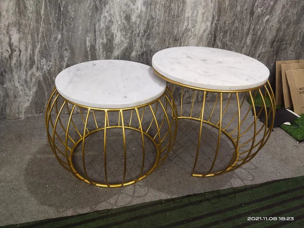 Modern White and Gold Nesting Table – white and gold nesting table set by DecoraHub