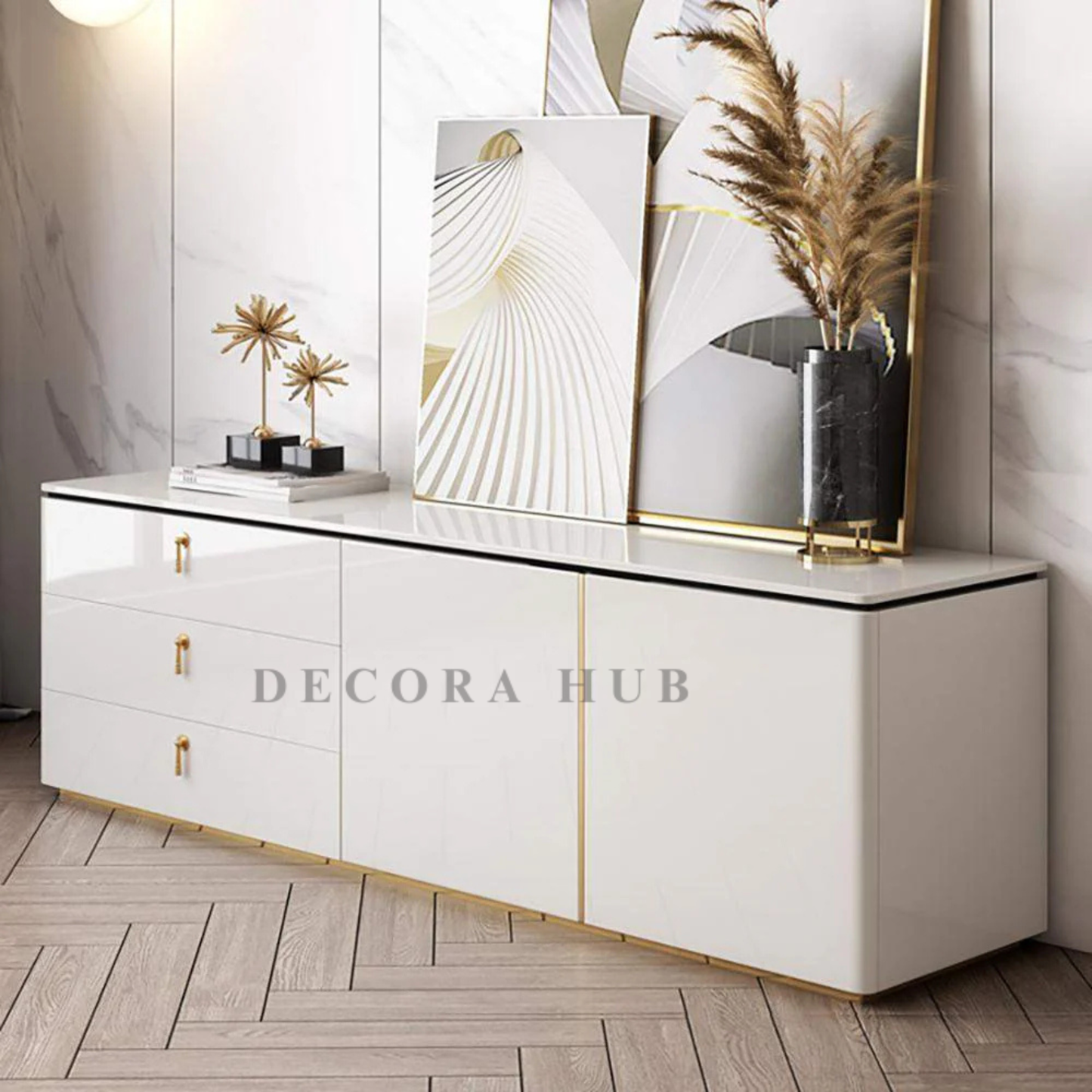 White Marble Top Tv Unit 