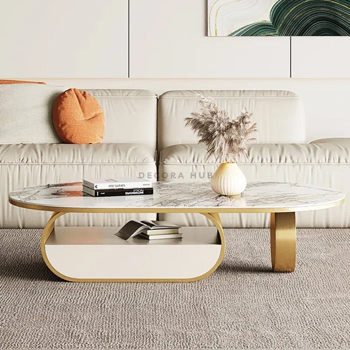 White Marble Top With Glossy Metal Legs 