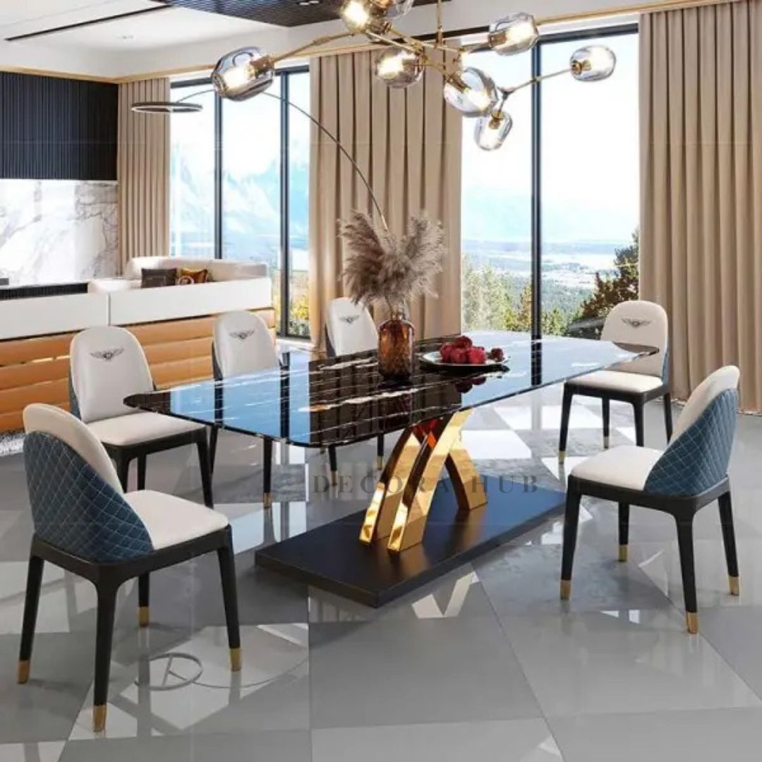 X Shape Desgn Table in Glossy Golden Finish