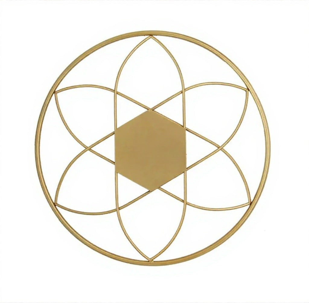 Golden Iron Flower Metal Wall Clock