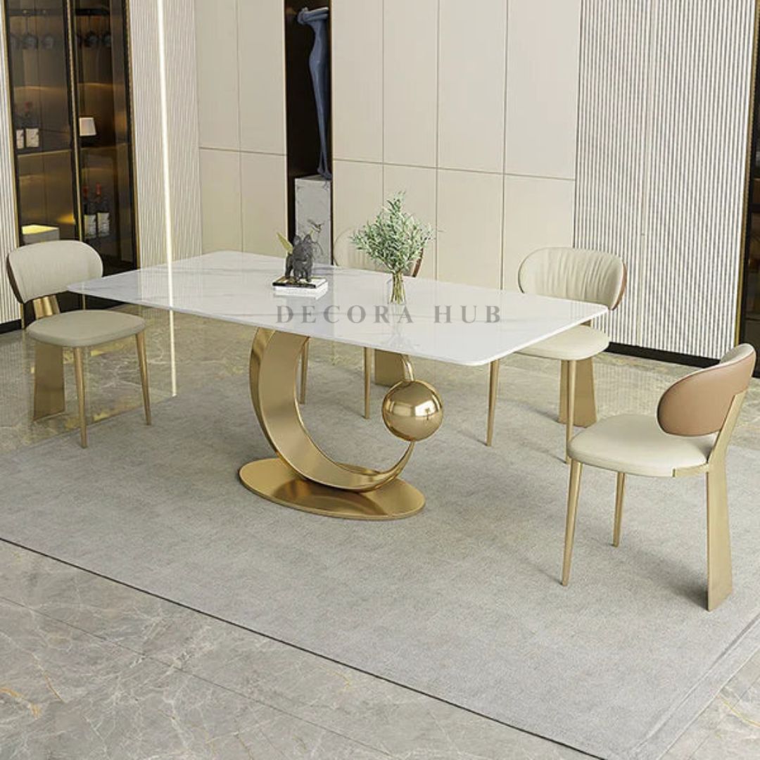 Alluring Star Bespoke Dining Table in Marble Finish – side view