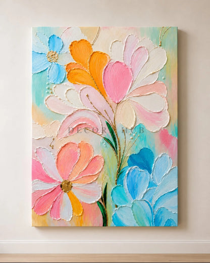 Multicolour floral wall art