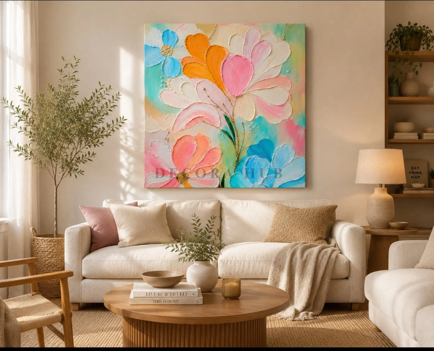 Floral wall art pink